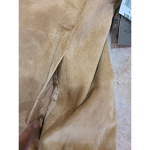 2 Pc John Paul Richard Uniform Leather Jacket Womens 10 Tan Suede Blazer & Top - Picture 12 of 16